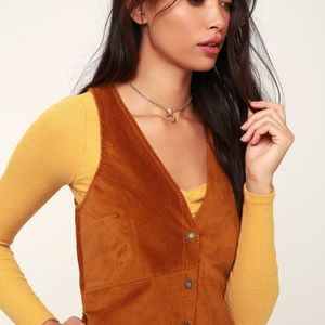 Rolling Thunder Rust Brown Corduroy Pinafore Dress